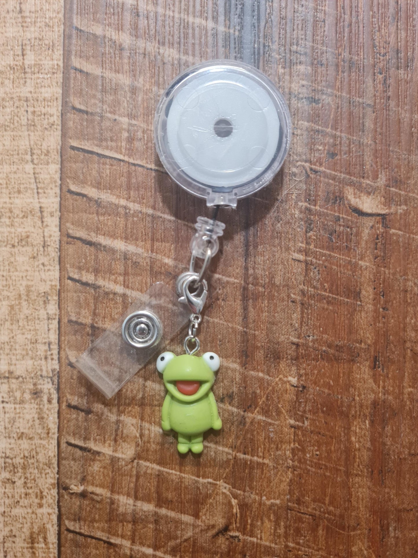 Frog ~ ID Badge Reel Charm ~ Custom Made Charms ~ Badge Buddy ~ Badge Accessories ~ Frog Cartoon ~ Work Badge Charm