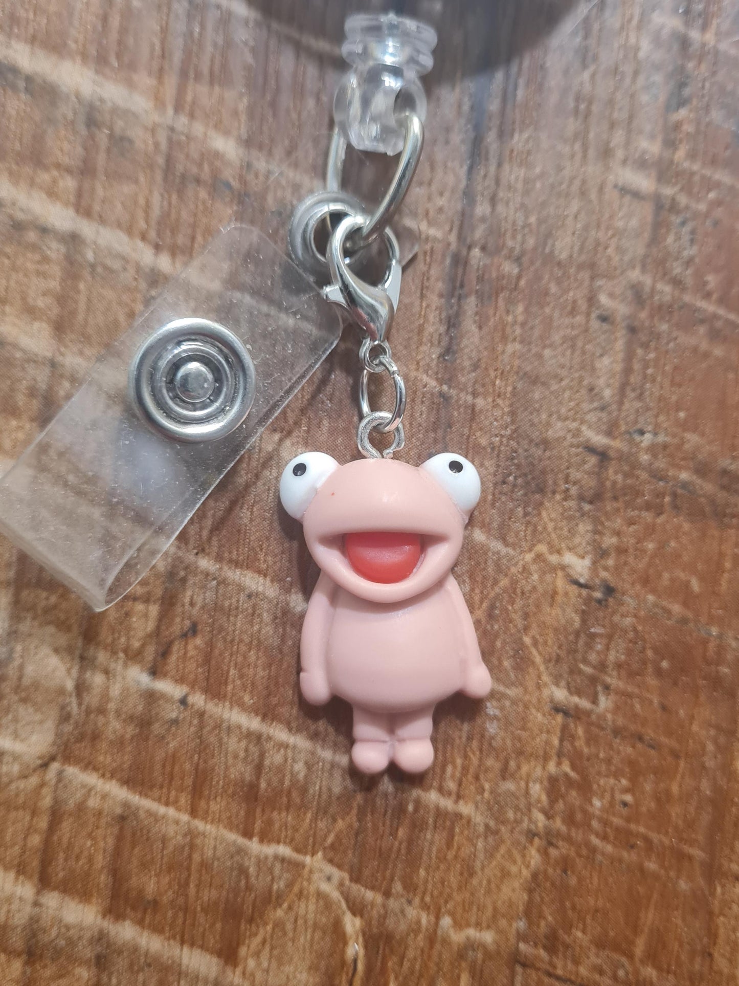 Frog ~ ID Badge Reel Charm ~ Custom Made Charms ~ Badge Buddy ~ Badge Accessories ~ Frog Cartoon ~ Work Badge Charm