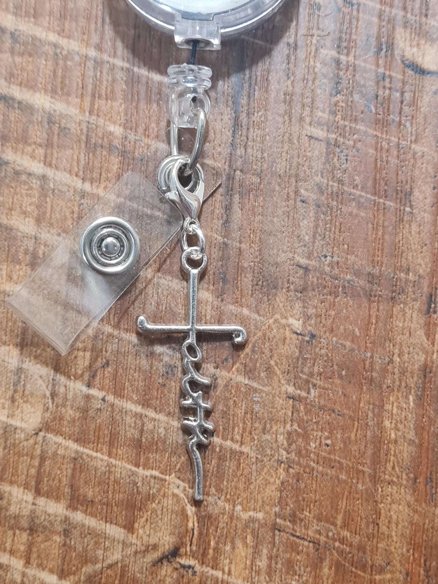 Cross Charm ~ ID Badge Reel Charm ~ Badge Buddy ~ Faith Cross ~ Secret Santa Gift ~ Work Badge Charm ~ Christian Charm ~ Religious Charm