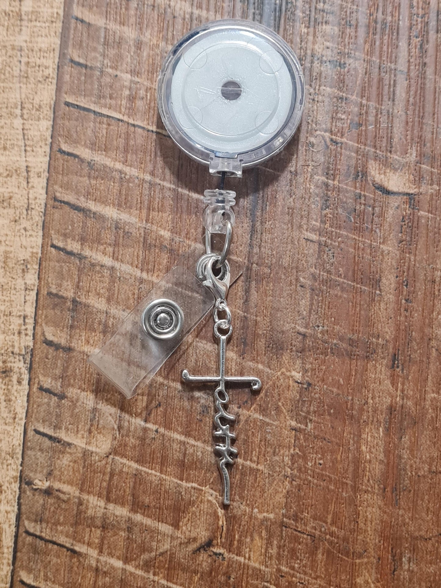 Cross Charm ~ ID Badge Reel Charm ~ Badge Buddy ~ Faith Cross ~ Secret Santa Gift ~ Work Badge Charm ~ Christian Charm ~ Religious Charm