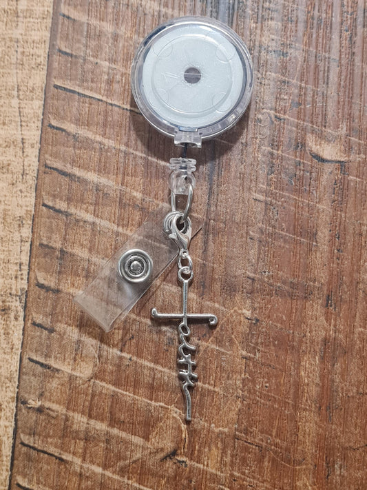 Cross Charm ~ ID Badge Reel Charm ~ Badge Buddy ~ Faith Cross ~ Secret Santa Gift ~ Work Badge Charm ~ Christian Charm ~ Religious Charm