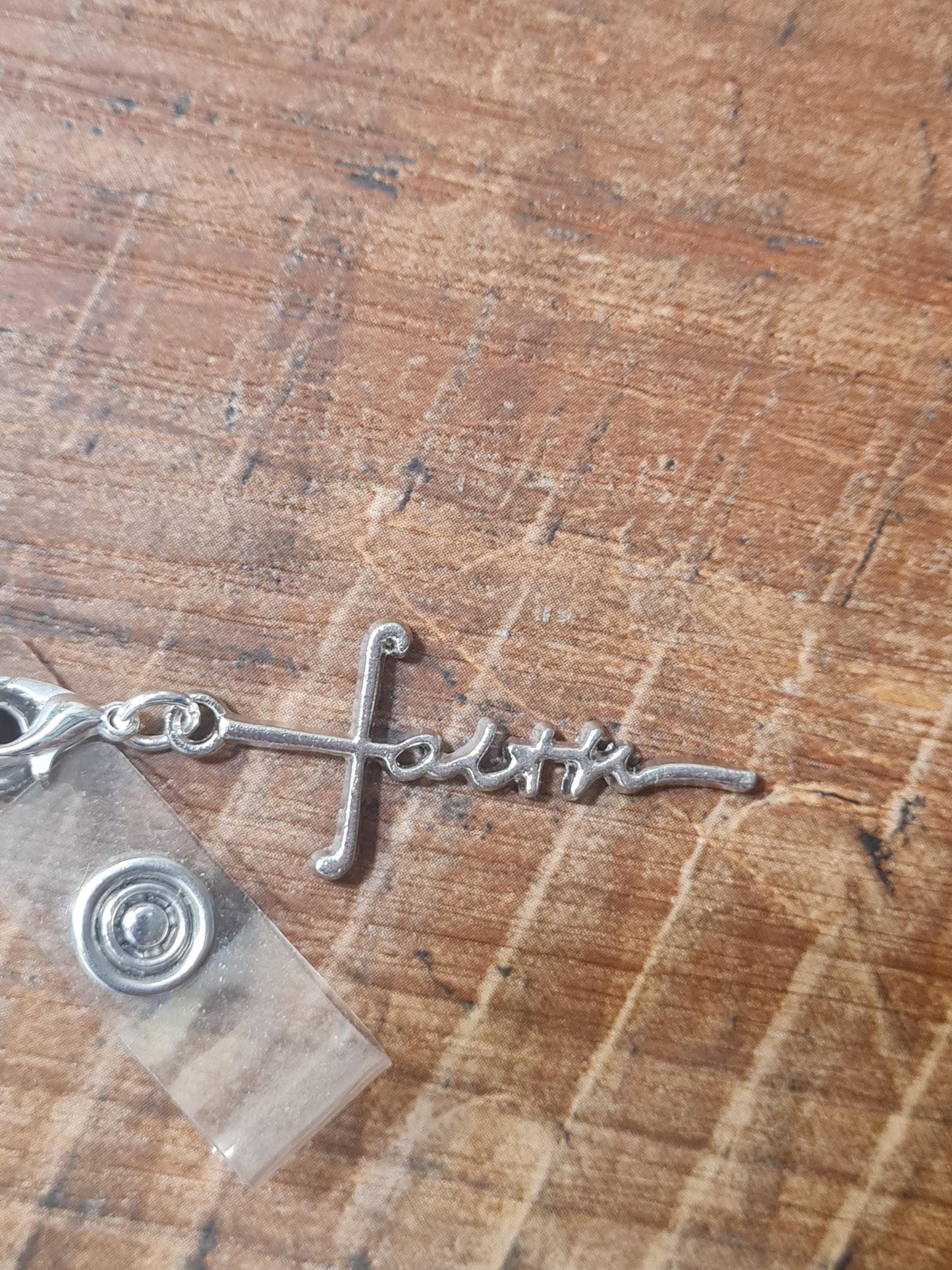 Cross Charm ~ ID Badge Reel Charm ~ Badge Buddy ~ Faith Cross ~ Secret Santa Gift ~ Work Badge Charm ~ Christian Charm ~ Religious Charm