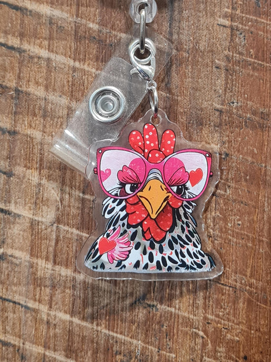 Chicken Laying Egg Charm ~ ID Badge Reel Charm ~ Custom Made Charms ~ Badge Buddy ~ Badge Accessories ~ Chicken Charm ~ Crazy Chicken Lady