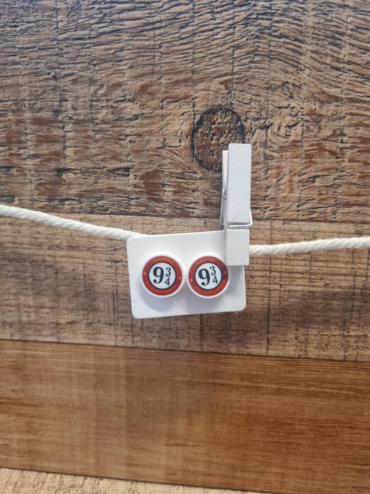 9 3/4 Earrings ~ Wizard Earrings ~ Wizard Movie Earrings Earrings ~ Fun Earrings ~ Post Earrings ~ Nine and Three Quarters ~ Wizard Platform