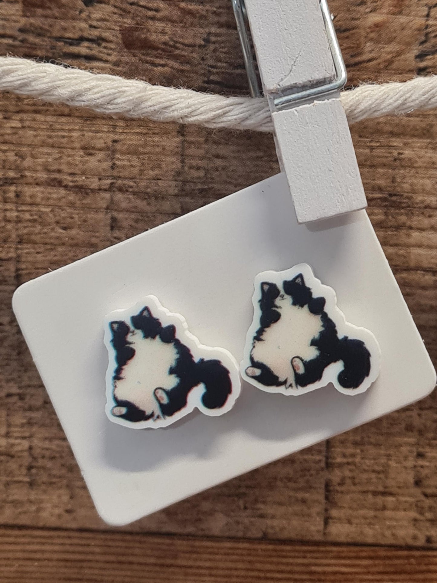 Fat Cat Earrings ~Kitty Earrings ~ Cat Earrings ~ Post Earrings ~ Crazy Cat Lady ~ Easter Basket Gift ~ Fun Earrings ~ Cat Mom