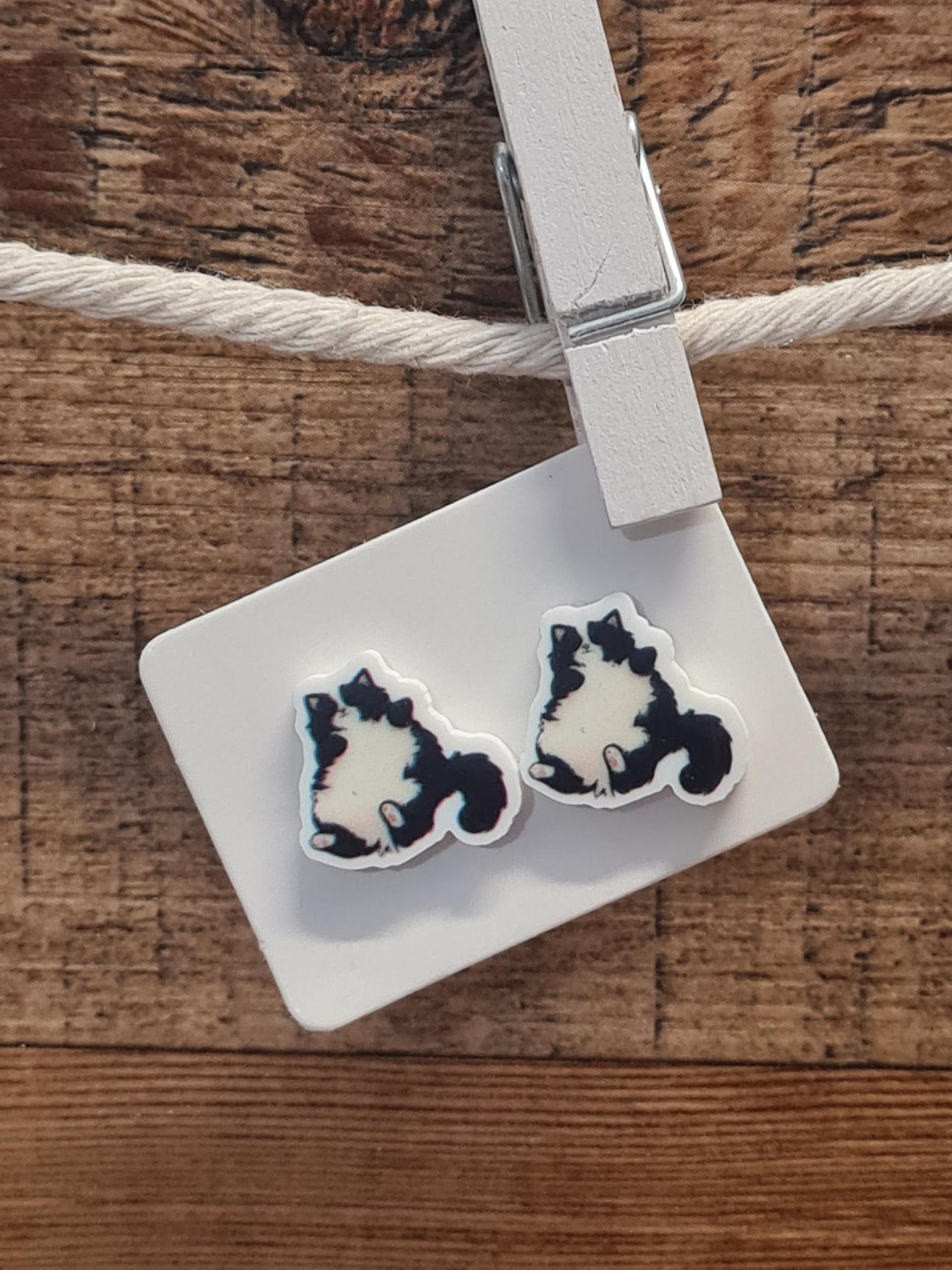 Fat Cat Earrings ~Kitty Earrings ~ Cat Earrings ~ Post Earrings ~ Crazy Cat Lady ~ Easter Basket Gift ~ Fun Earrings ~ Cat Mom