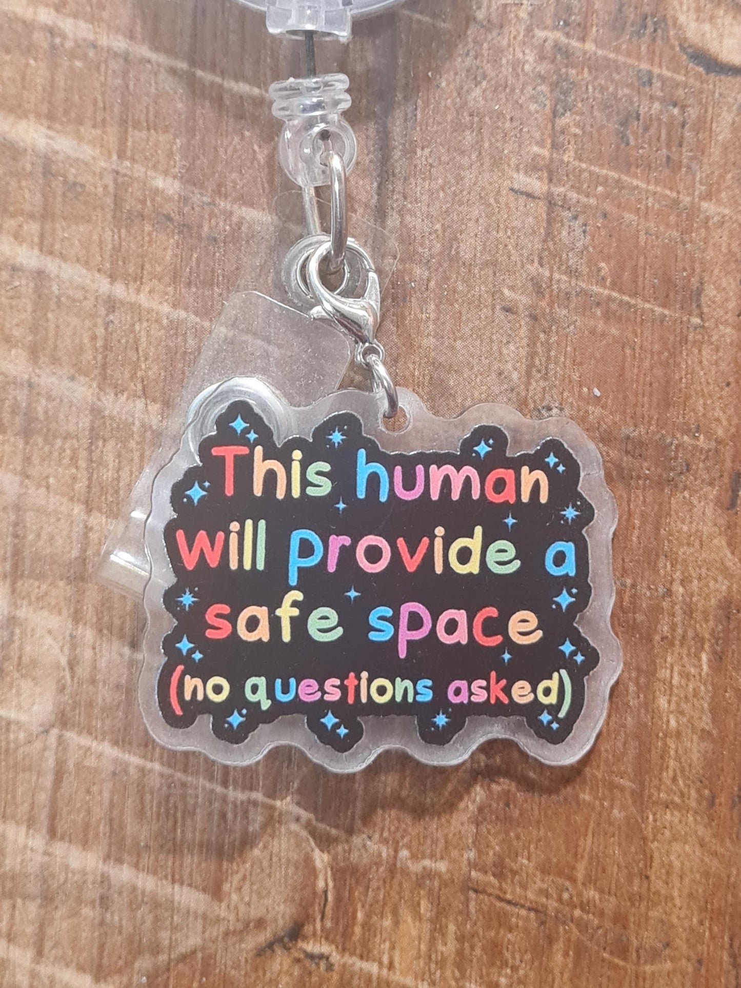 Safe Space Charm ~ ID Badge Reel Charm ~ Custom Made Charms ~ Badge Accessories ~ Work Badge Charm ~ LGBTQ Safe Space Charm ~ LGBTQ Friend