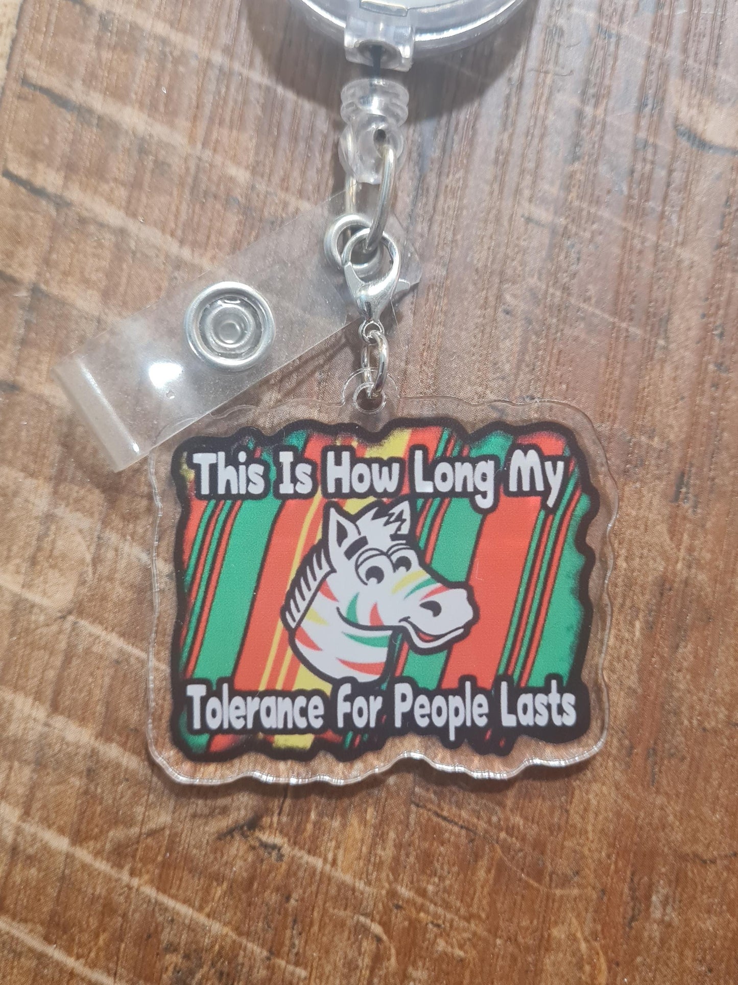 Low Tolerance for People Charm ~ ID Badge Reel Charm ~ Custom Made Charms ~ Badge Accessories ~ Work Badge Charm ~ Zebra Chewing Gum
