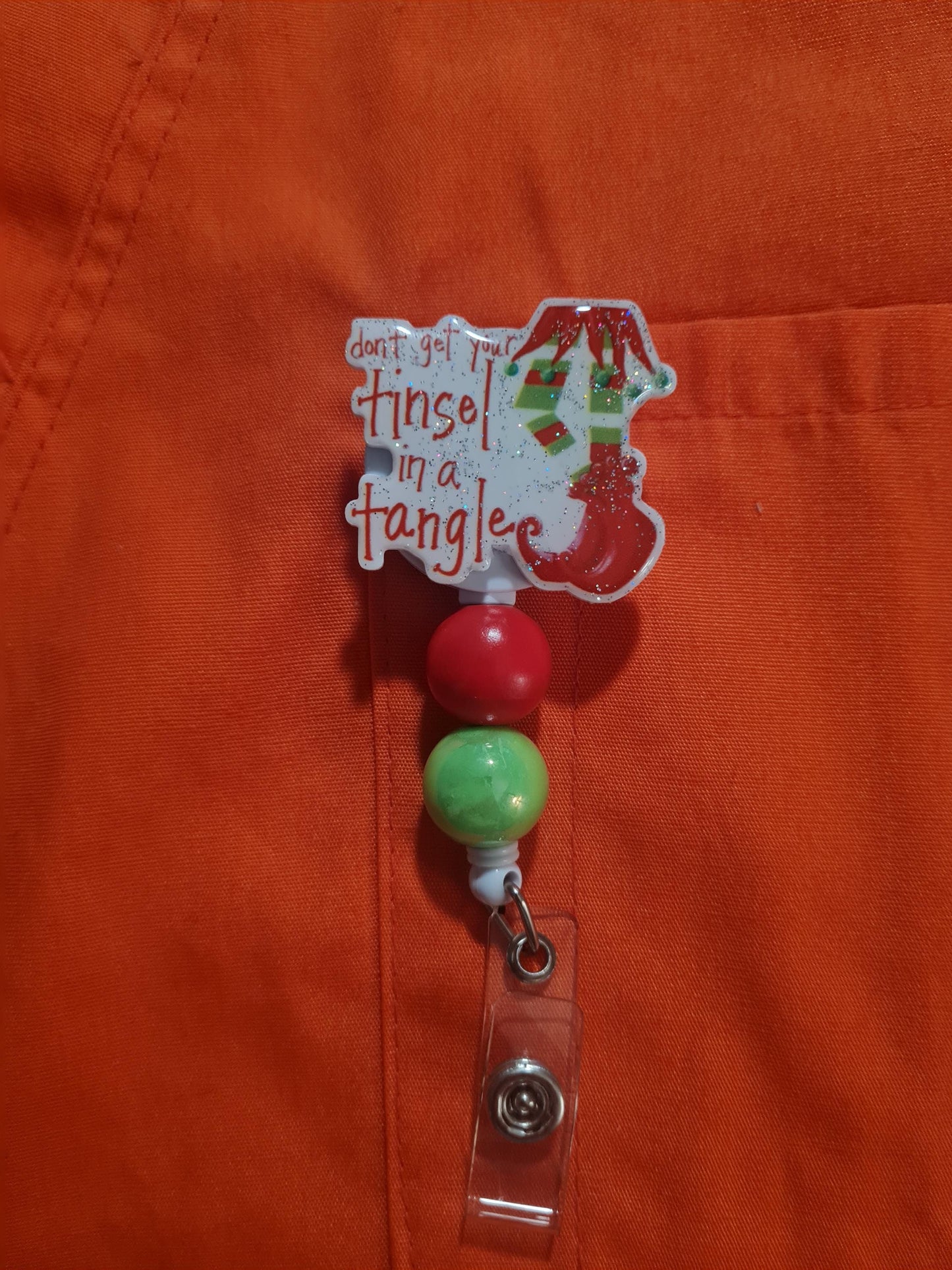 Christmas Badge Reel ~  Health Care Badge Reel ~ Work Badge ~ Medical Badge Reel ~Don't Get Your Tinsel In a Tangle Badge Reel