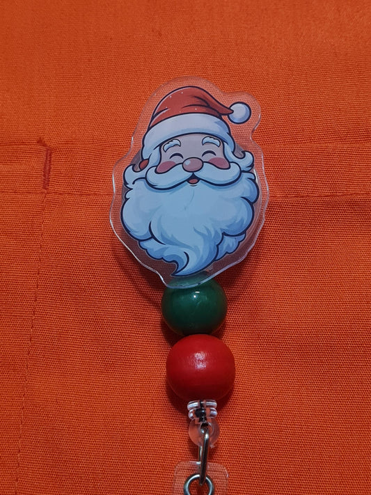 Christmas Badge Reel ~  Health Care Badge Reel ~ Work Badge ~ Medical Badge Reel ~ Santa Claus Badge Reel ~ Santa Badge Reel