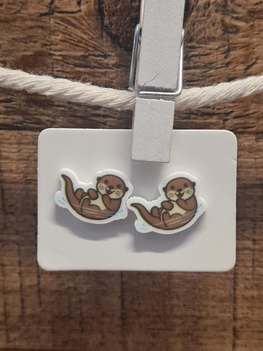 Otter Earrings ~ Sea Otter Earrings ~ Cute Otter Earrings ~ Post Earrings ~ Otter Post Earrings ~ Easter Basket Gift ~ Otter Fan Earrings ~