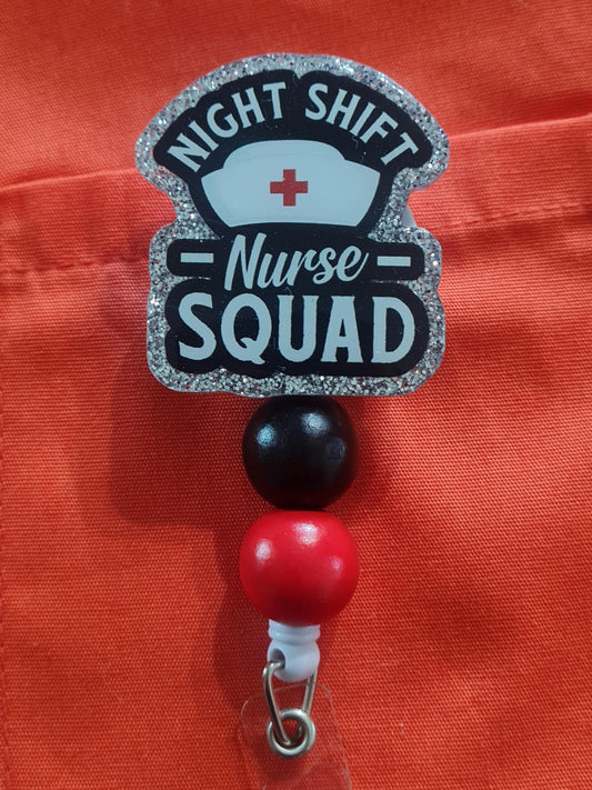 Night Shift Nurse Squad Badge Reel ~ ID Badge Reel ~Health Care Badge Reel ~ Medical Badge Reel ~ RN Badge Reel ~ Third Shift Nurse Badge
