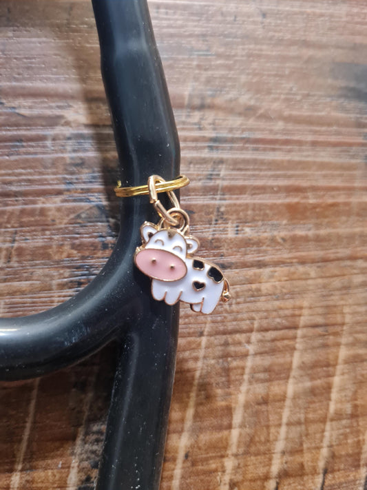 Cow ~ Stethoscope Charm ~  RN Charm ~ Medical Stethoscope Charm ~ Holstein Charm ~ Physician Charm ~ Stethoscope Tag ~ OT ~ RT ~ Milk Cow