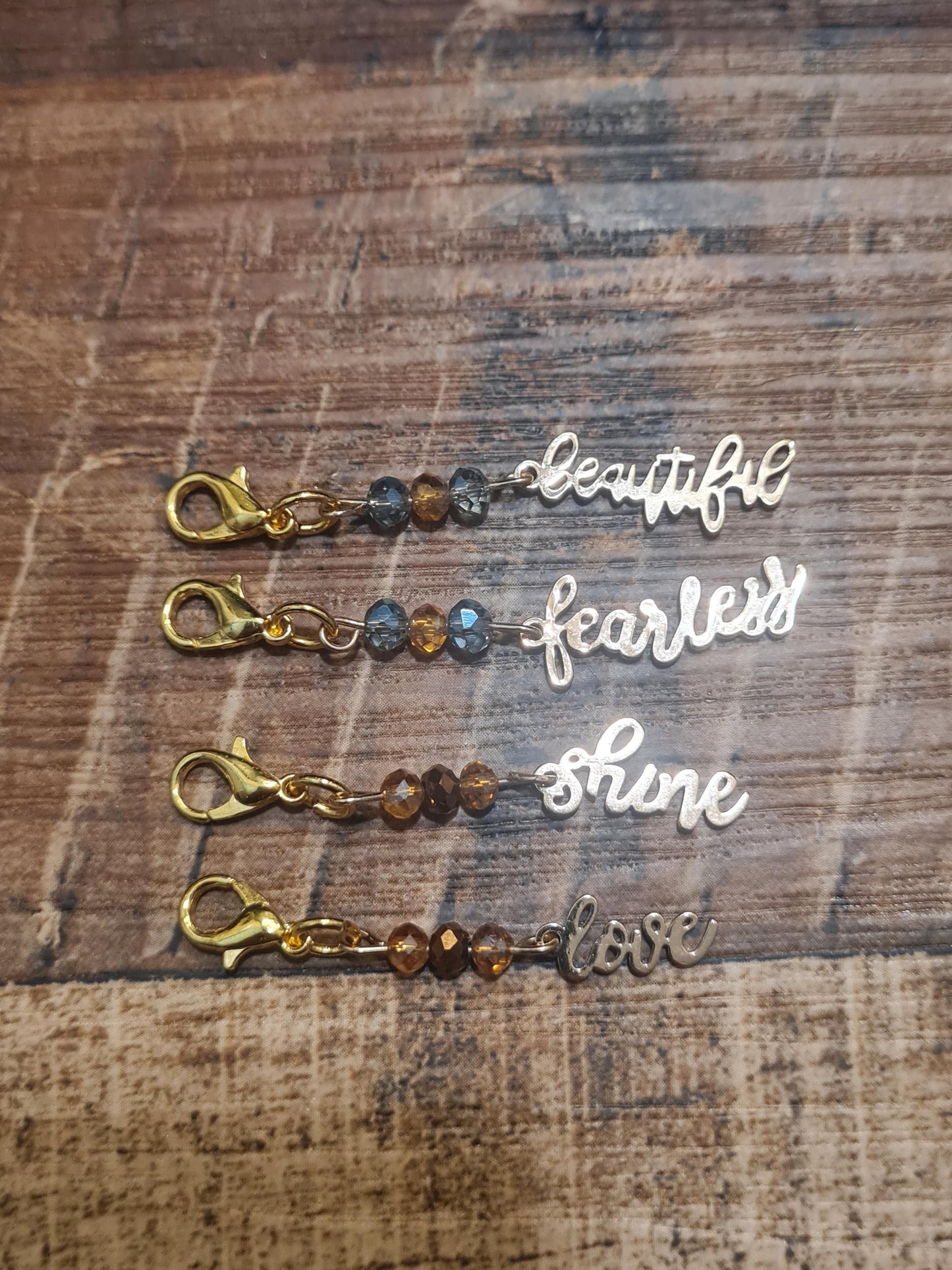 Motivational Charm ~ ID Badge Reel Charm ~ Custom Made Charms ~ Badge Buddy ~ Badge Accessories ~ Fearless ~ Beautiful ~ Shine ~ Love ~ Motivational Word ID Badge Reel Charm - Positive Affirmation Lanyard Flair for Nurses, Teachers, and Social Workers