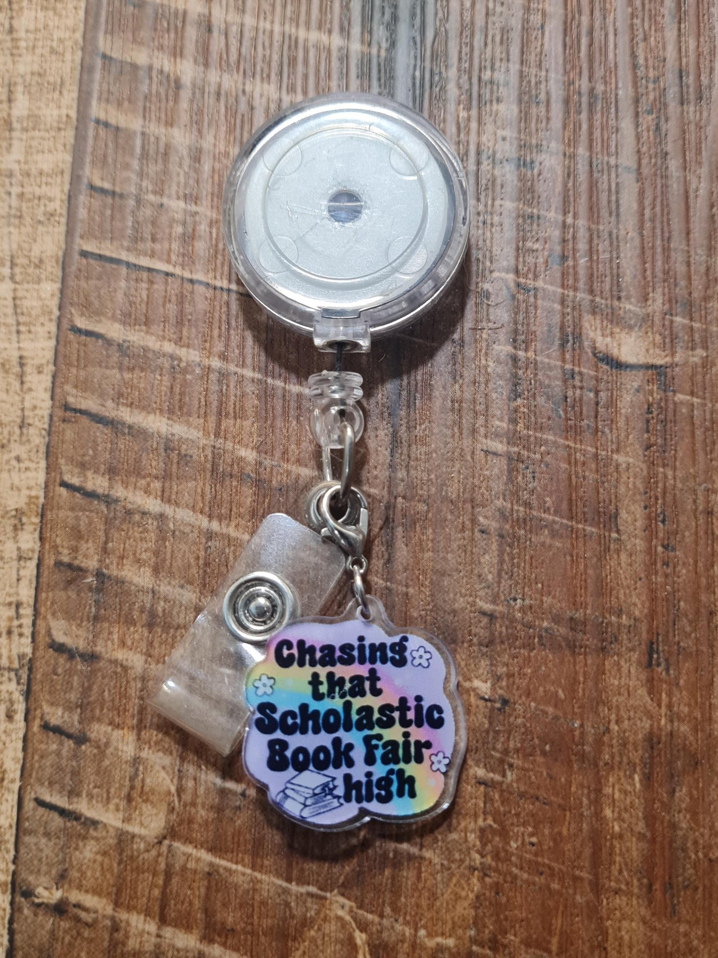 Book Fair Badge Charm ~ ID Badge Reel Charm ~ Badge Accessories ~ Badge Charm ~Scholastic Fair Badge Charm ~ Chasing That Book Fair High