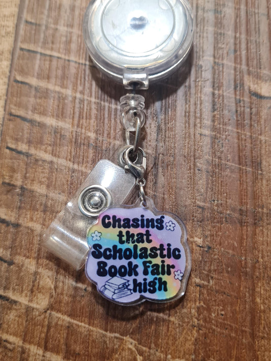 Book Fair Badge Charm ~ ID Badge Reel Charm ~ Badge Accessories ~ Badge Charm ~Scholastic Fair Badge Charm ~ Chasing That Book Fair High