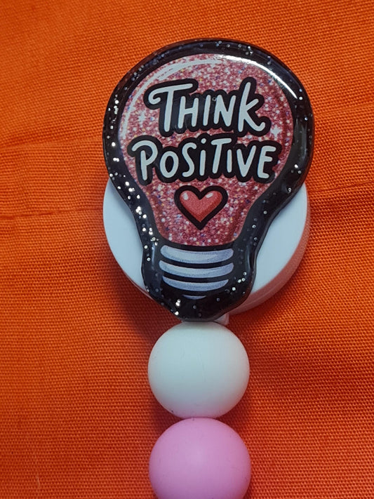 "Think Positive" Retractable ID Badge Reel - Motivational Mindset Accessory for Nurses, Teachers, and Social Workers - Mental Health Awareness Gift