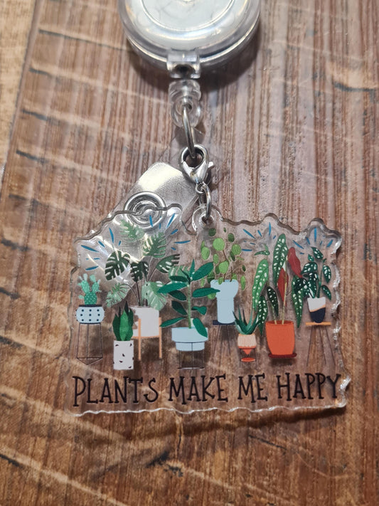 Plants Make Me Happy Charm ~ ID Badge Reel Charm ~ Custom Made Charms ~ Badge Buddy ~ Badge Accessories ~ Work Badge Charm ~ Plant Lover