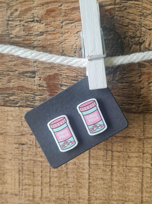Chill Pill Earrings ~ Pharmacy Earrings ~ Healthcare Earrings ~ Post Earrings ~  Nurse Earrings ~ Medical Field Earrings ~ Fun Earrings