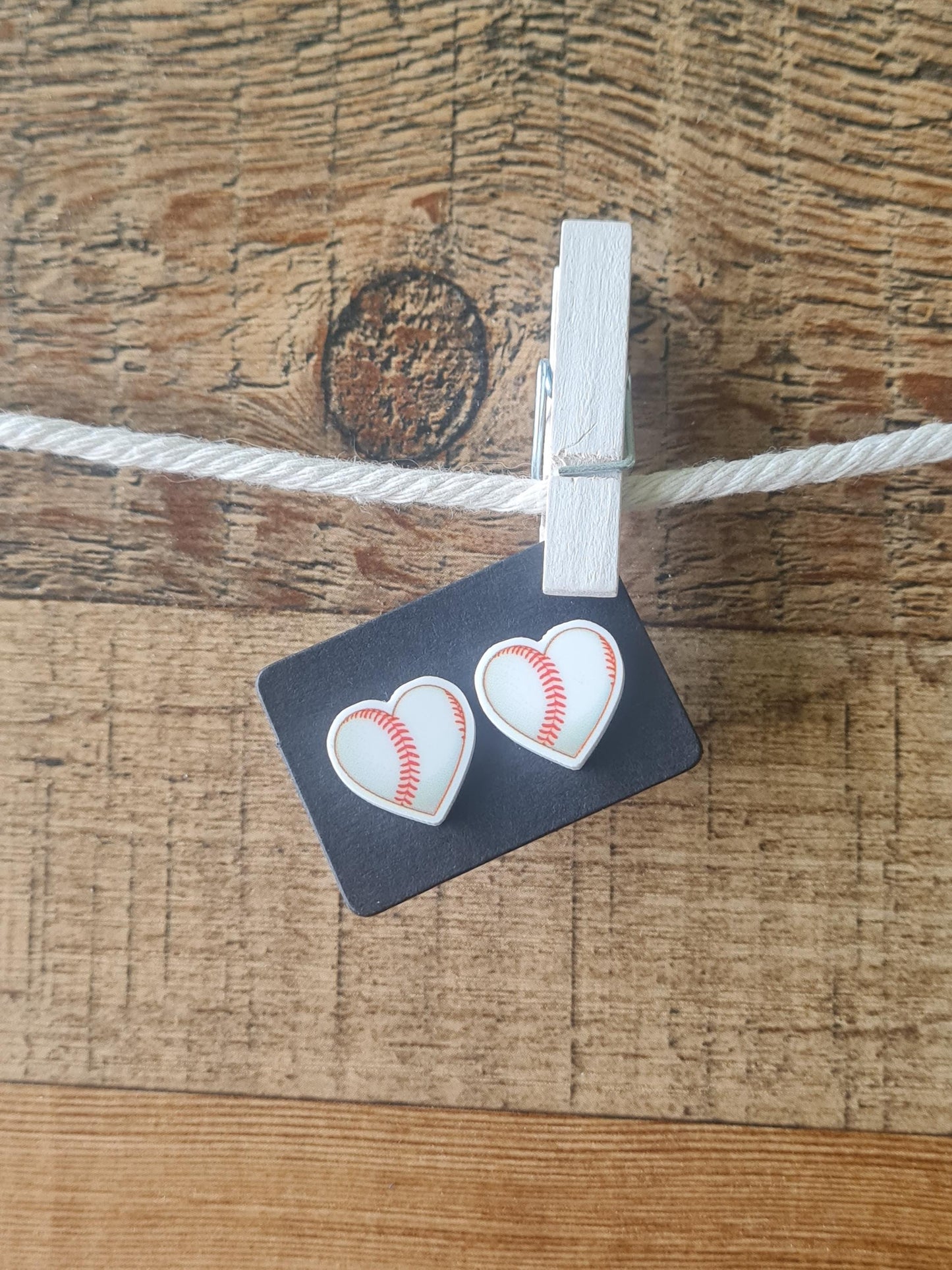 I Heart Baseball Earrings ~ Baseball Fan Earrings ~ Baseball Earrings ~ Post Earrings ~ Little League Earrings~ Baseball Mom~ Baseball Heart