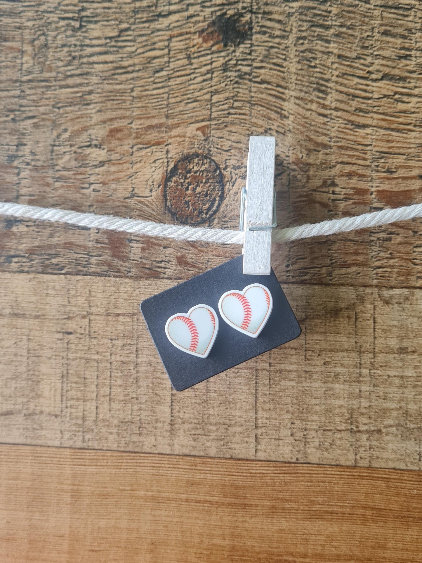 I Heart Baseball Earrings ~ Baseball Fan Earrings ~ Baseball Earrings ~ Post Earrings ~ Little League Earrings~ Baseball Mom~ Baseball Heart