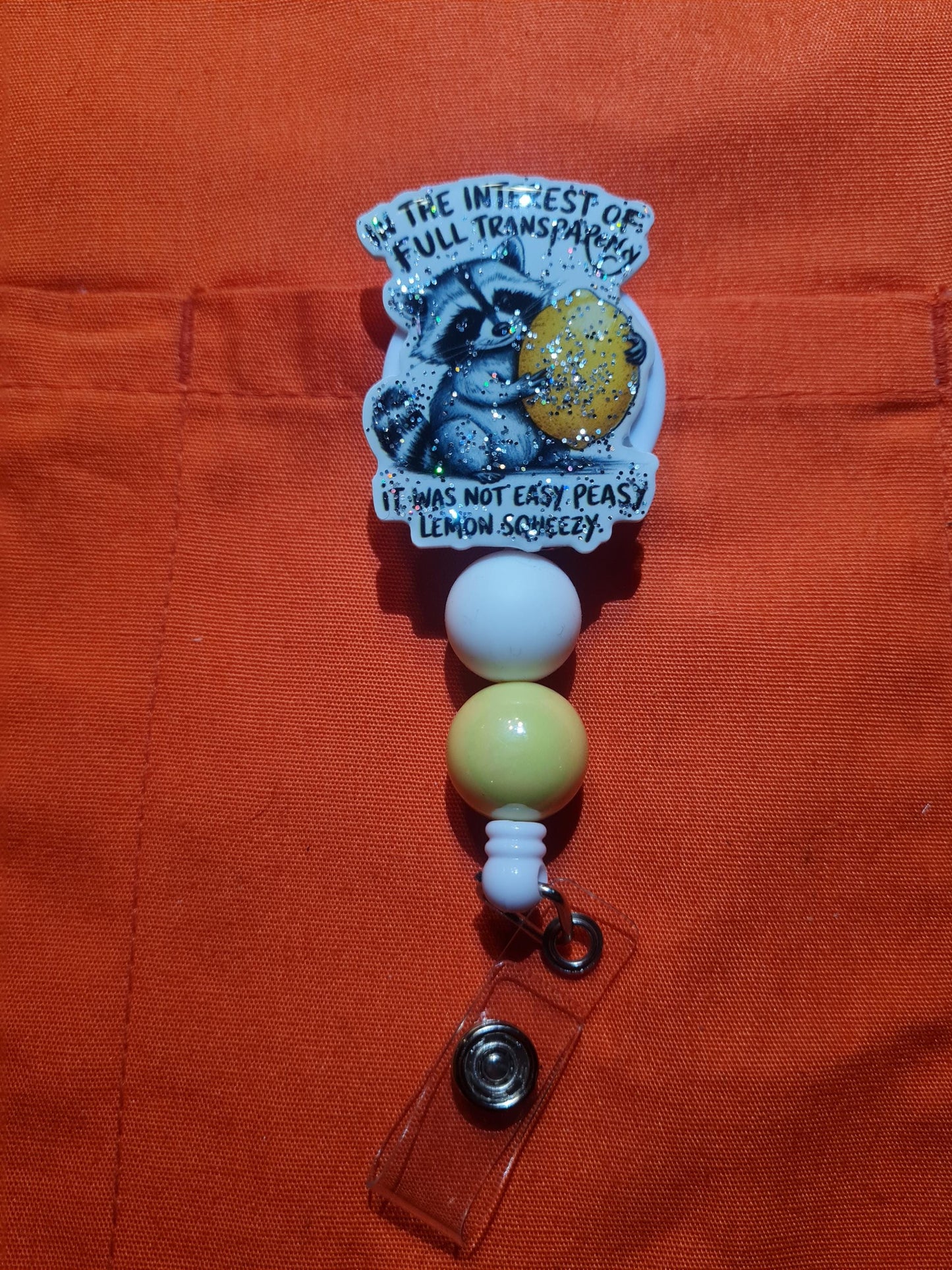 Easy Peasy Lemon Squeezy Badge Reel  ~ Health Care Badge Reel ~ Medical Badge Reel ~  Badge Reel ~ RN Badge Reel ~ Raccoon Badge Reel