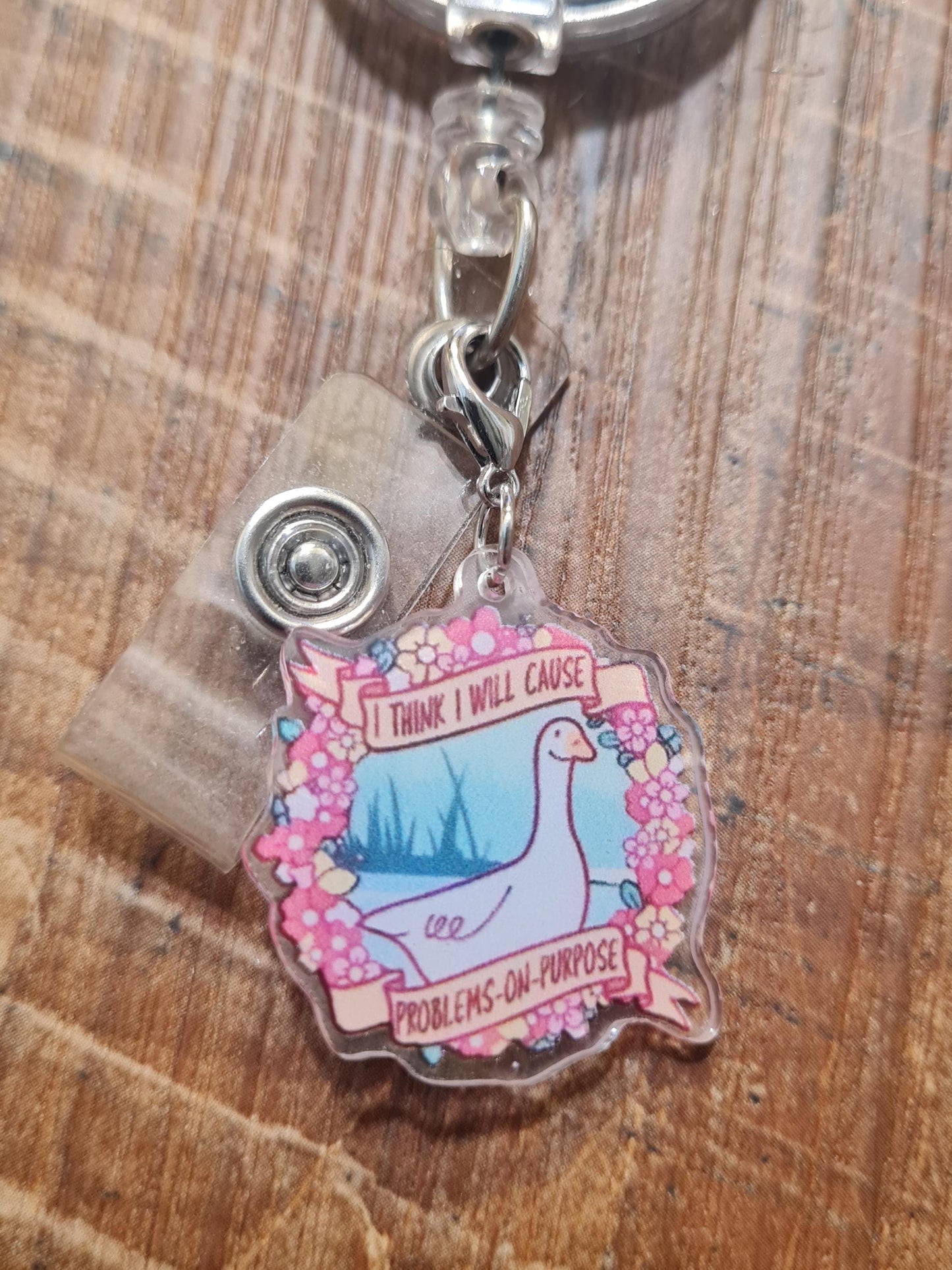 Problems Goose Badge Charm ~ ID Badge Reel Charm ~ Badge Accessories ~ Badge Charm ~ I Think I Will Cause Problems On Purpose Badge Charm