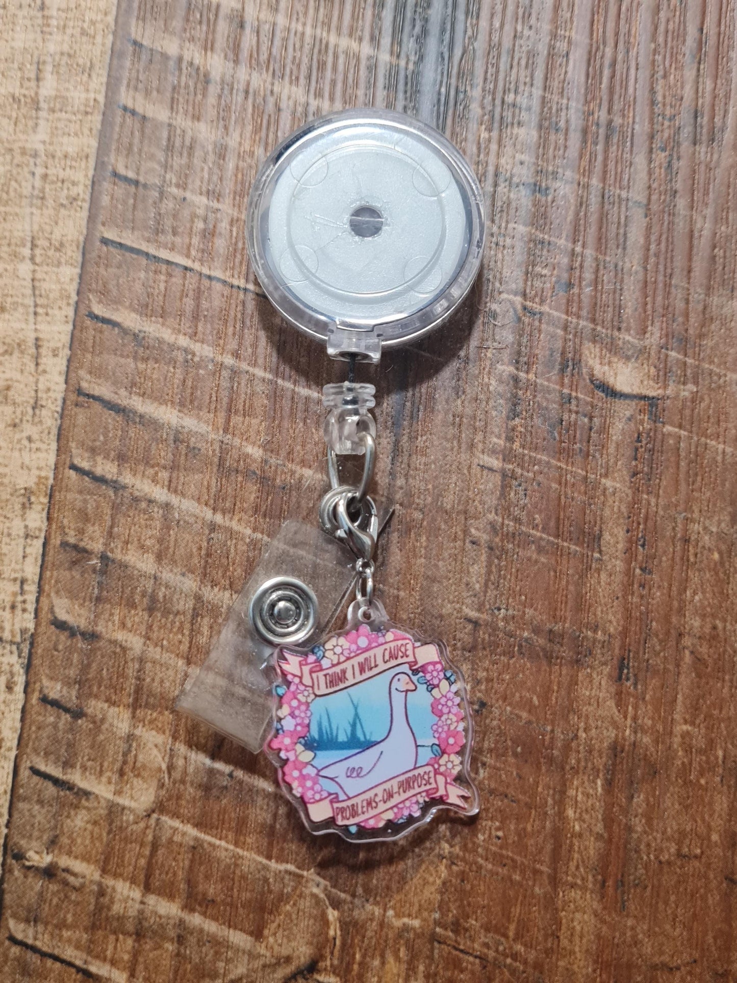Problems Goose Badge Charm ~ ID Badge Reel Charm ~ Badge Accessories ~ Badge Charm ~ I Think I Will Cause Problems On Purpose Badge Charm