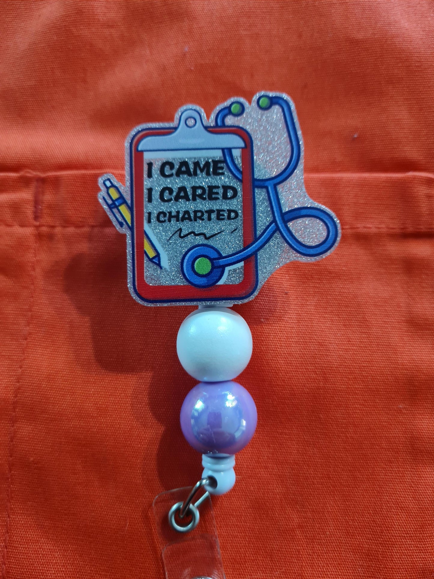 I Came I Cared I Charted Badge Reel ~ ID Badge Reel ~ Health Care Badge Reel ~ Medical Badge Reel~ Nurse Badge Reel ~ RN Badge Reel
