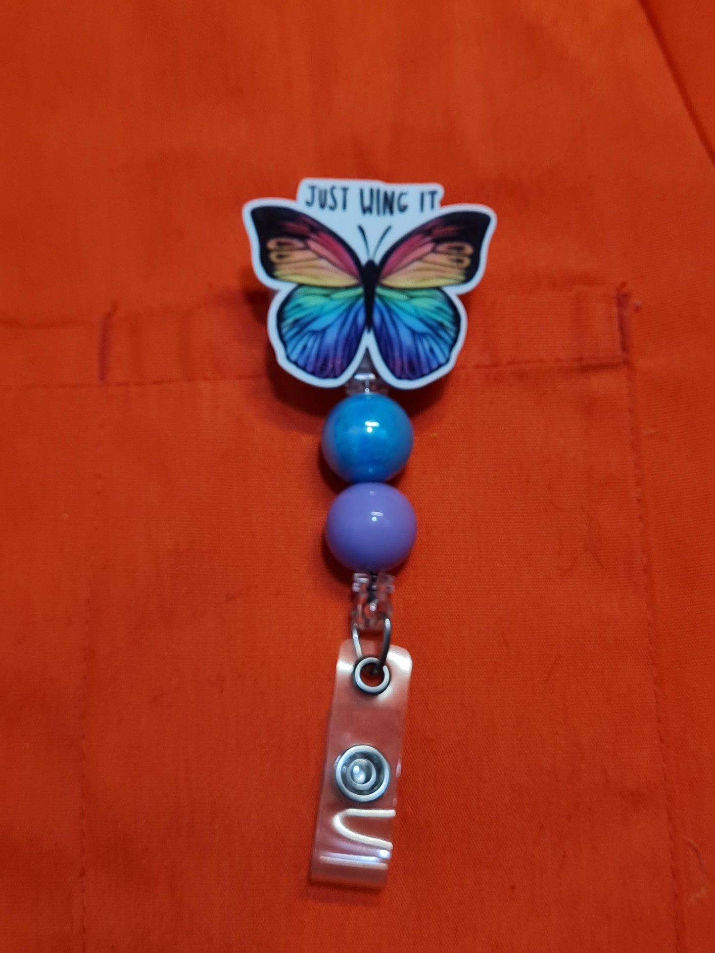 Just Wing It Badge Reel ~ ID Badge Reel ~Health Care Badge Reel ~Medical Badge Reel ~ RN Badge Reel ~ Nurse Badge Reel~ Butterfly Badge Reel
