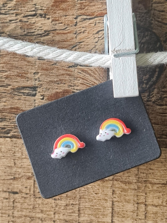 Rainbow Earrings ~ Little Girl Earrings ~ Healthcare Earrings ~ Post Earrings ~  Somewhere Over The Rainbow Earrings ~ Fun Earrings