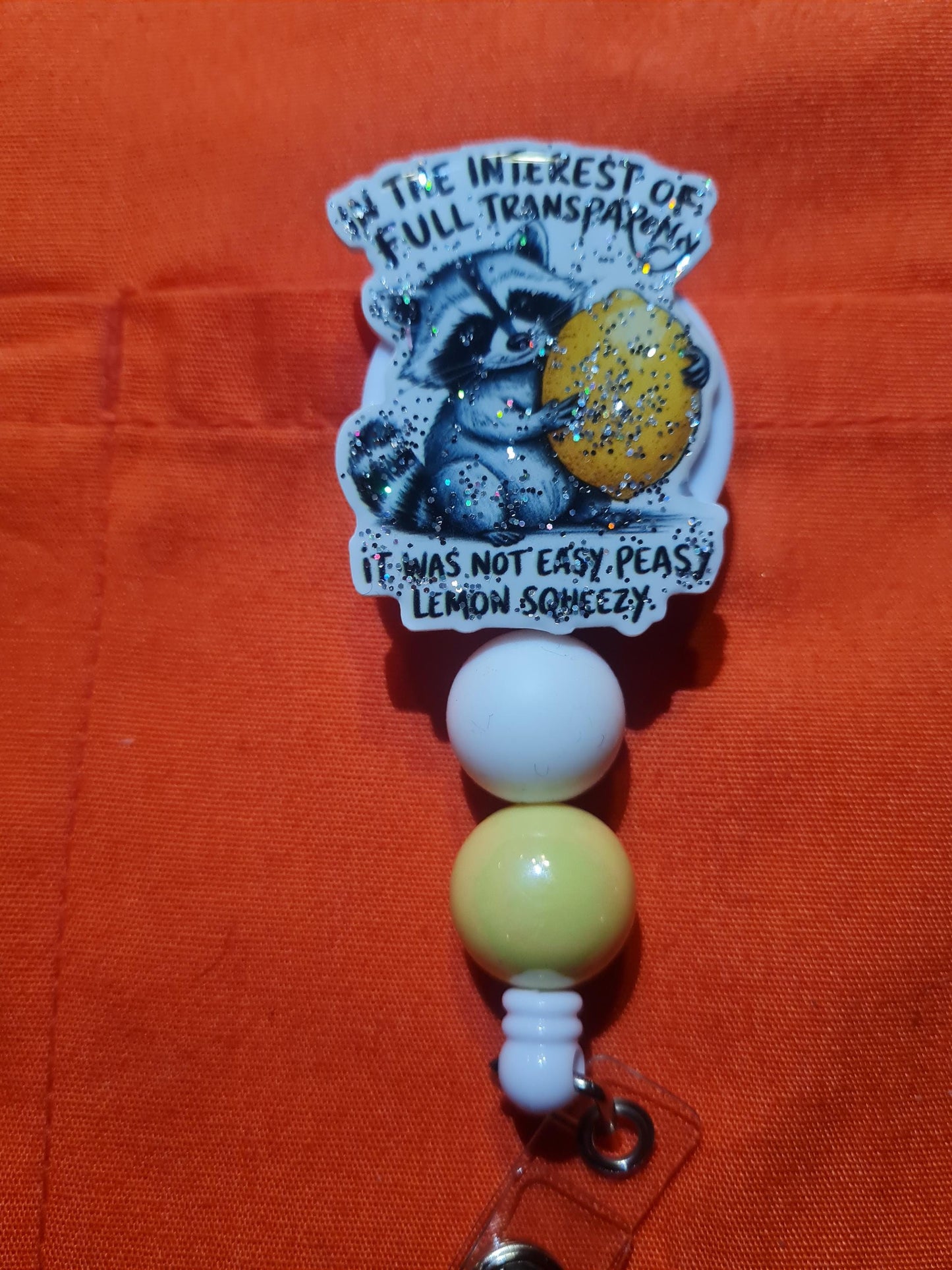Easy Peasy Lemon Squeezy Badge Reel  ~ Health Care Badge Reel ~ Medical Badge Reel ~  Badge Reel ~ RN Badge Reel ~ Raccoon Badge Reel