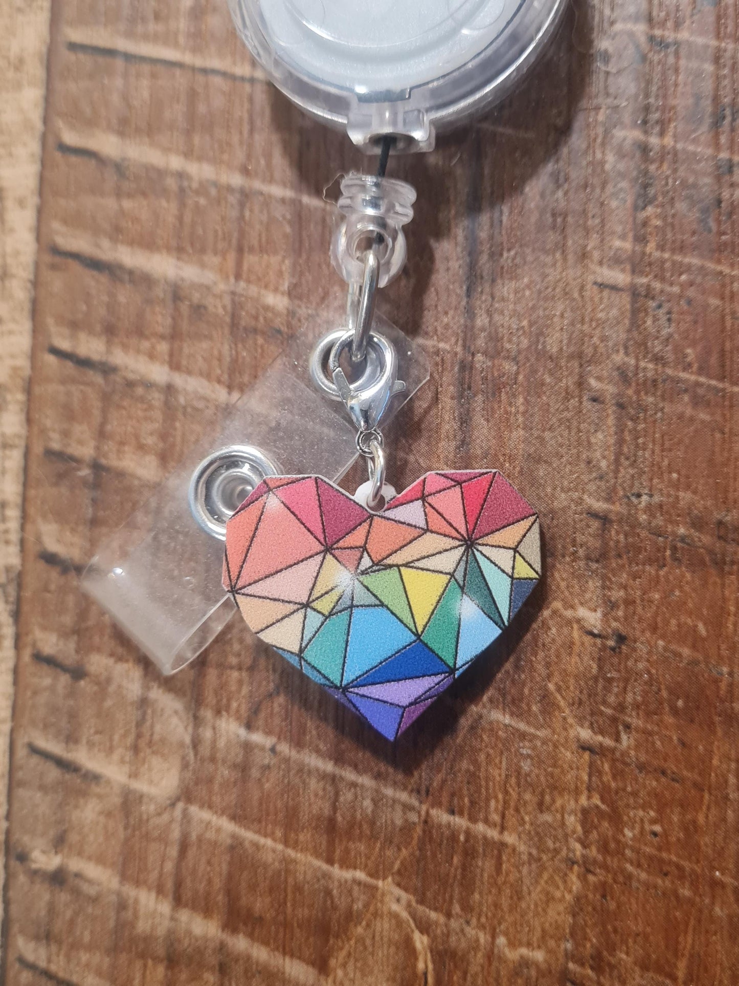 Pride Heart Charm ~ ID Badge Reel Charm ~ Stain Glass Heart ~ Badge Buddy ~ Badge Accessories ~ LGBTQ Charm ~ ID Badge Charm ~ Pride
