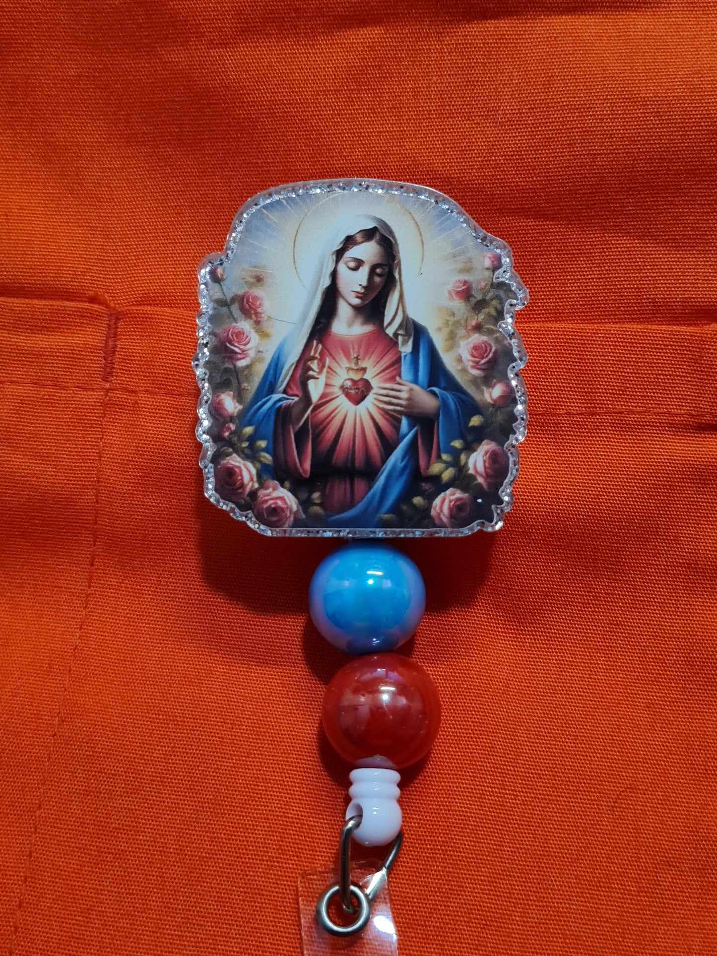 Virgin Mary Badge Reel ~ ID Badge Reel ~ Catholic Badge Reel ~ Religious Badge Reel ~ Nurse Badge Reel ~ Mother Mary ~ Madonna~ Badge Reel