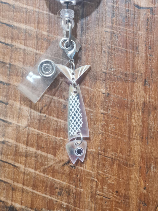 Fishing Lure  Badge Charm ~ ID Badge Reel Charm ~ Custom Made Charms ~ Badge Buddy ~ Badge Accessory ~ Fisherman Badge Charm ~ Fishing Lure