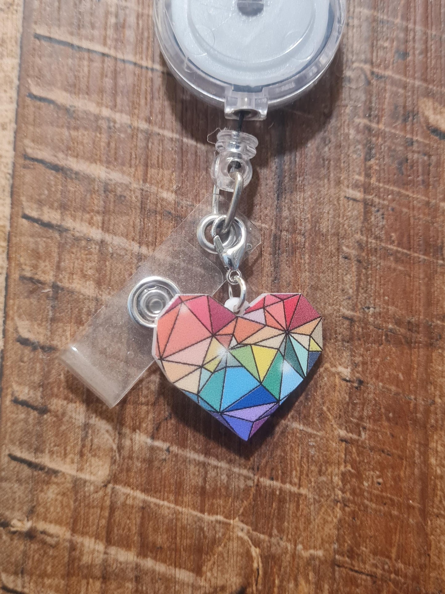 Pride Heart Charm ~ ID Badge Reel Charm ~ Stain Glass Heart ~ Badge Buddy ~ Badge Accessories ~ LGBTQ Charm ~ ID Badge Charm ~ Pride