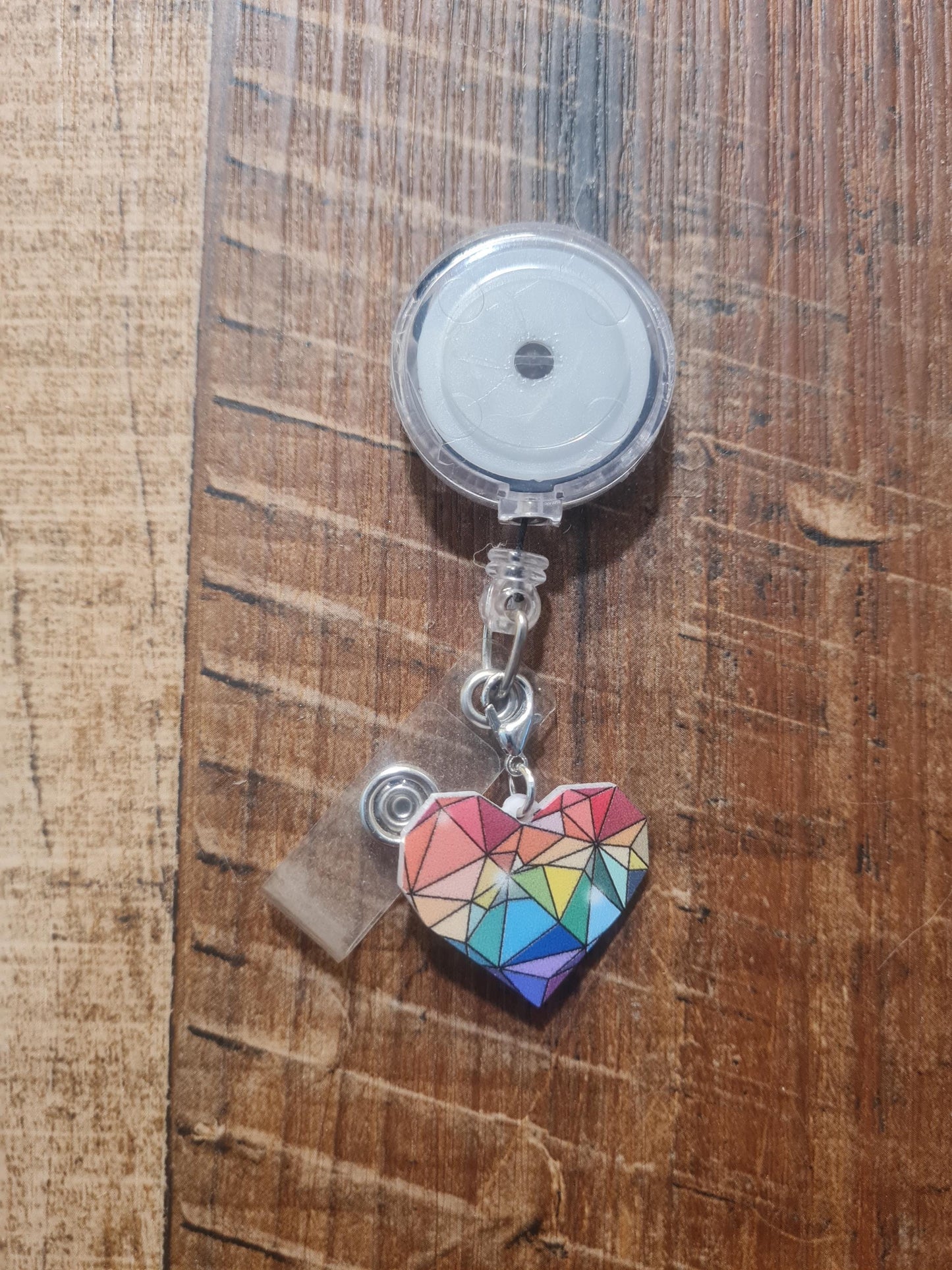 Pride Heart Charm ~ ID Badge Reel Charm ~ Stain Glass Heart ~ Badge Buddy ~ Badge Accessories ~ LGBTQ Charm ~ ID Badge Charm ~ Pride