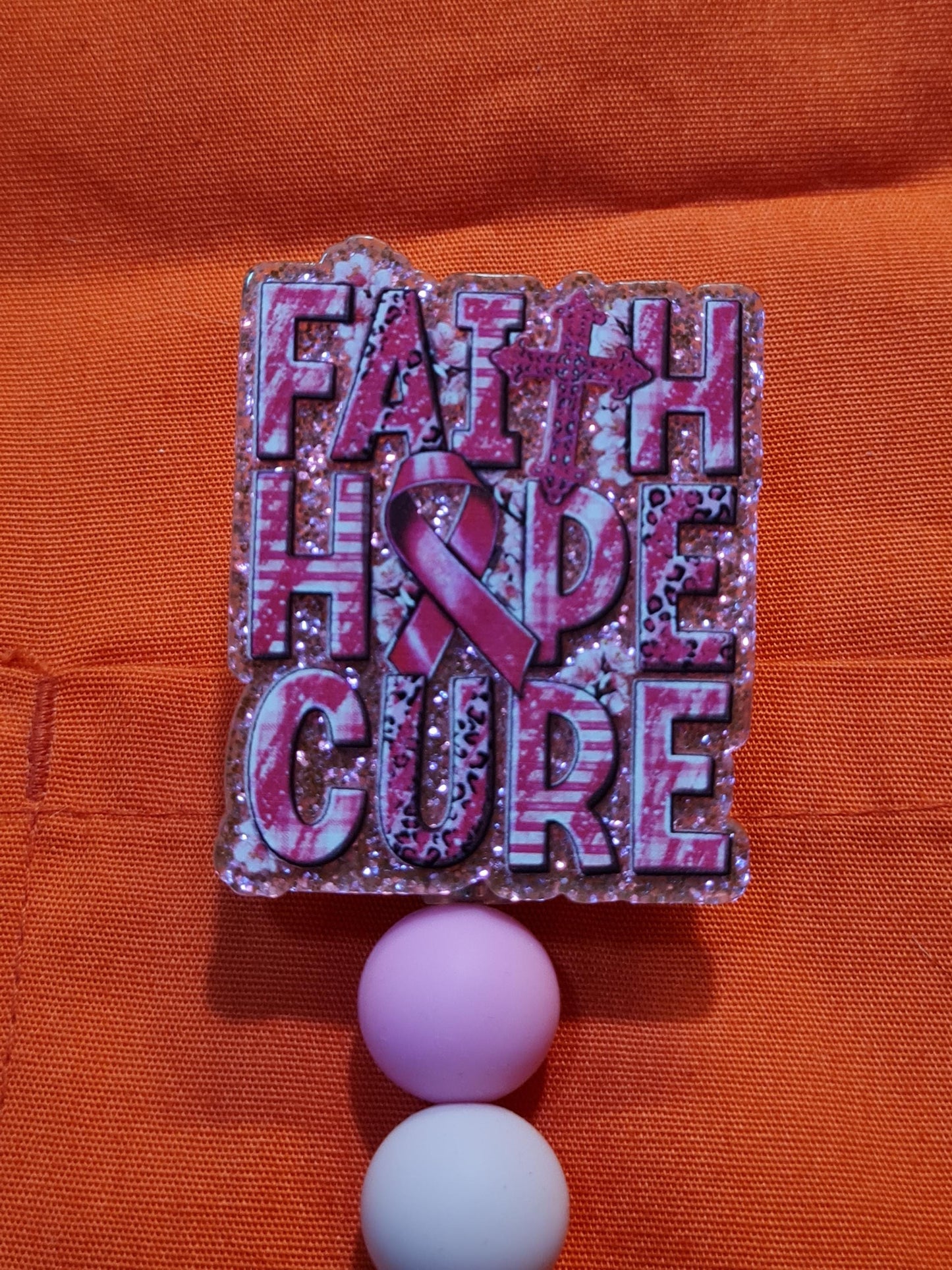 Faith Hope Cure Badge Reel ~ ID Badge Reel ~ Cancer Awareness Badge Reel ~ RT ~ Breast Cancer Awareness ~ Work Badge ~ Medical Badge Reel