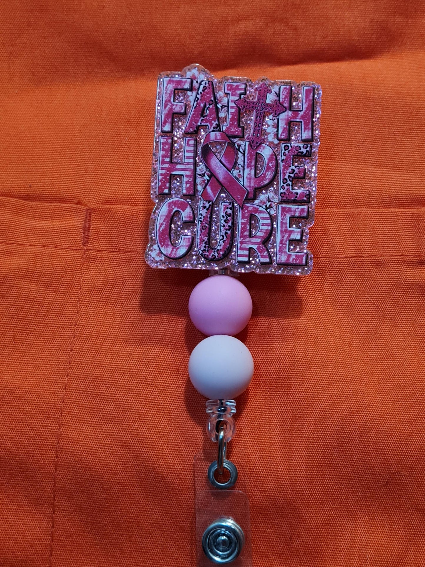 Faith Hope Cure Badge Reel ~ ID Badge Reel ~ Cancer Awareness Badge Reel ~ RT ~ Breast Cancer Awareness ~ Work Badge ~ Medical Badge Reel