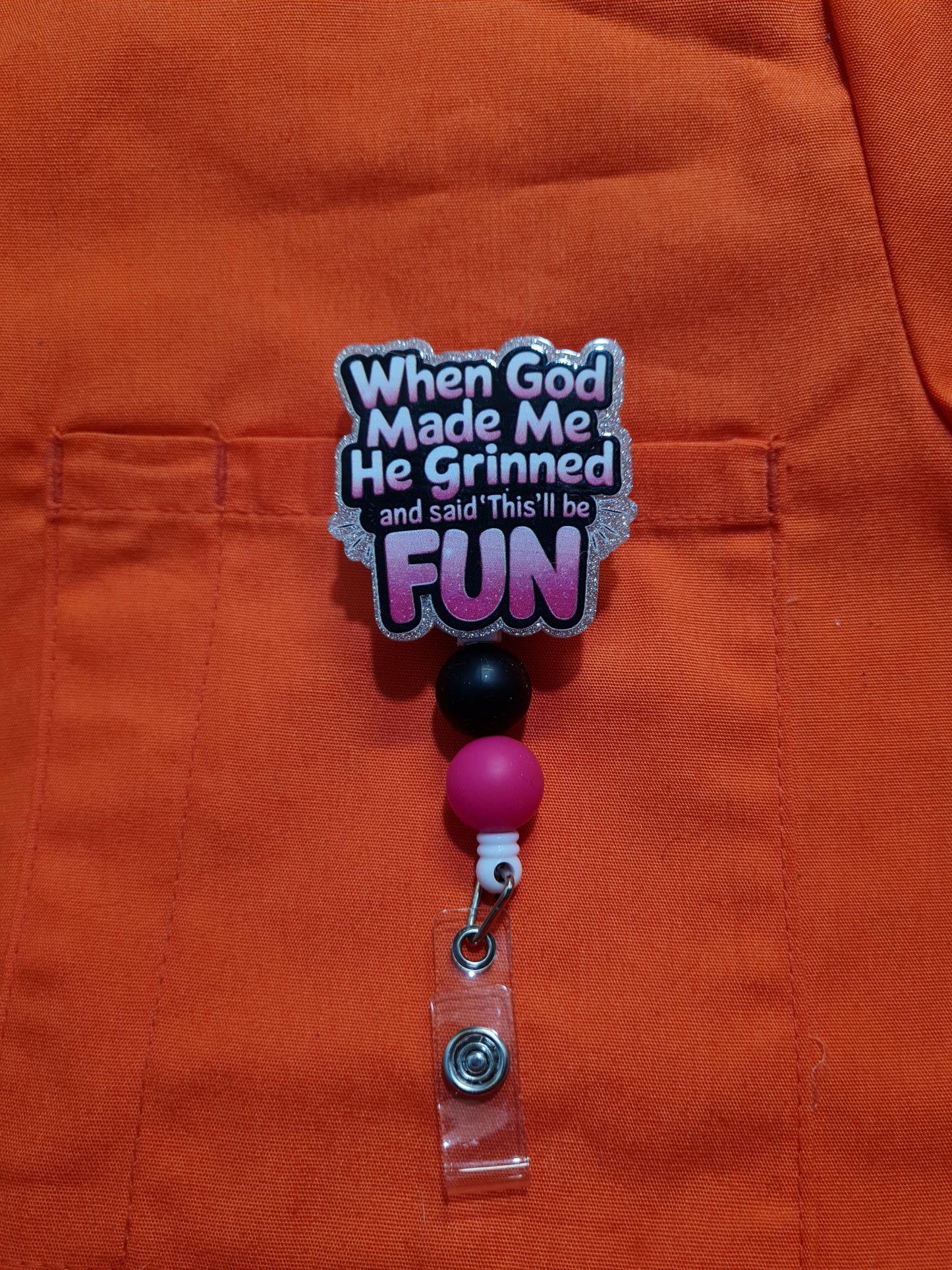 When God Made Me Badge Reel ~ ID Badge Reel ~Health Care Badge Reel ~ Medical Badge Reel ~ RN Badge Reel ~ Nurse Badge
