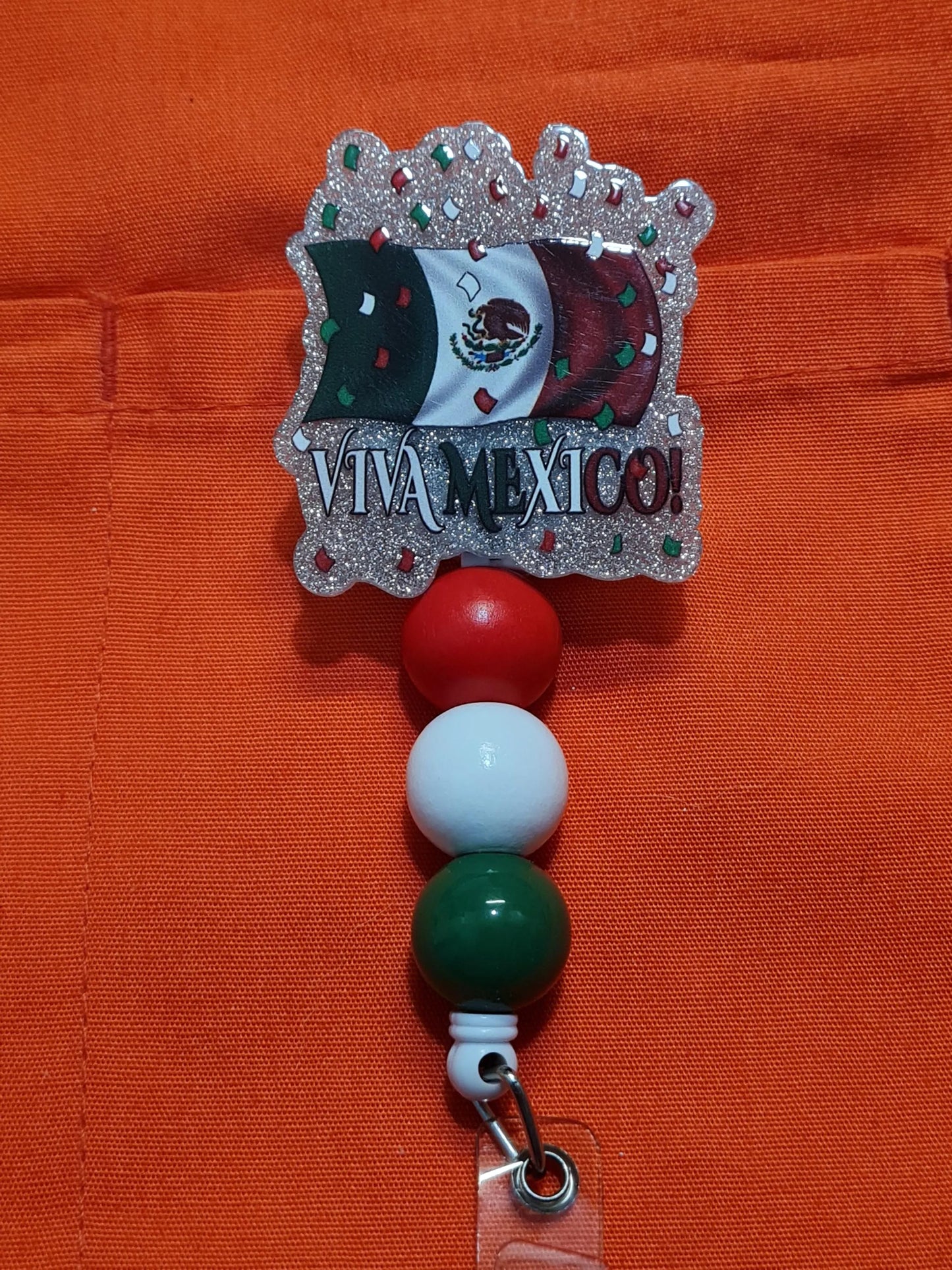 Viva Mexico ID Badge Reel – Mexican Fiesta Badge Holder for Nurses, Teachers & Office Use