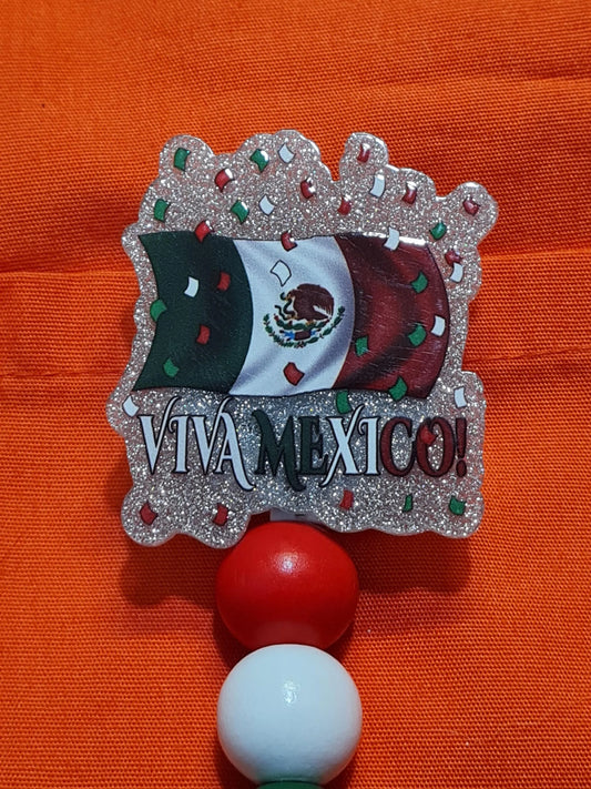 Viva Mexico ID Badge Reel – Mexican Fiesta Badge Holder for Nurses, Teachers & Office Use