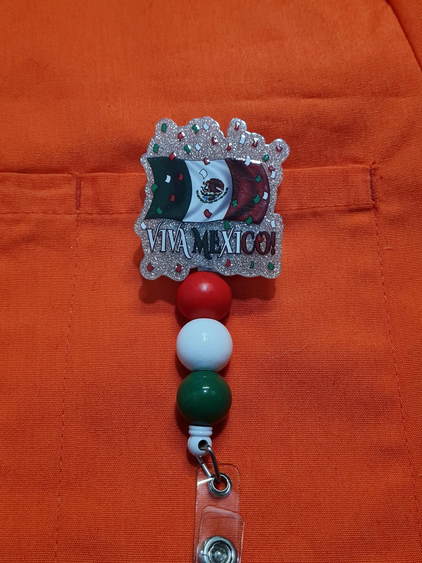 Viva Mexico ID Badge Reel – Mexican Fiesta Badge Holder for Nurses, Teachers & Office Use