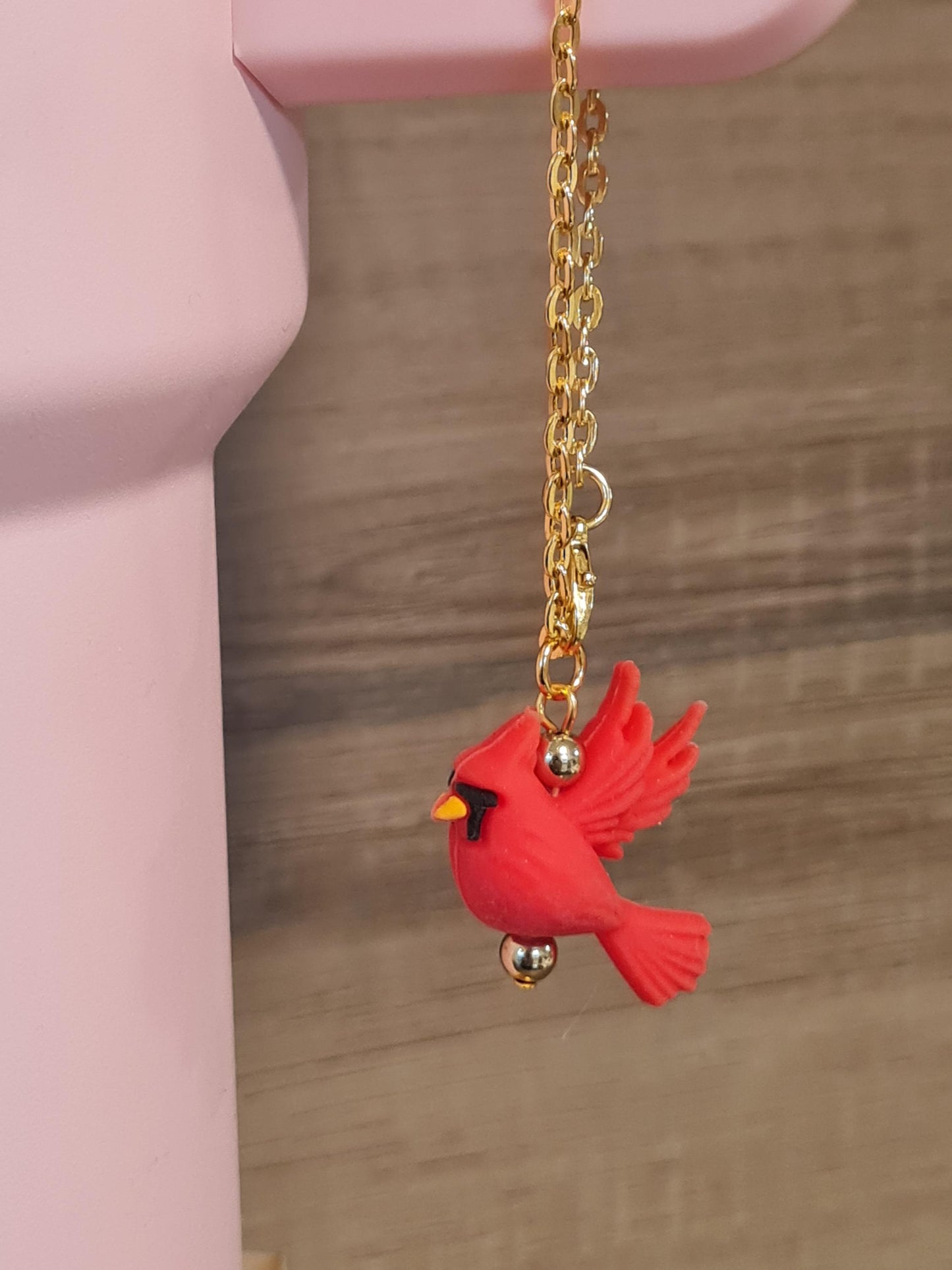 Red Cardinal Tumbler Handle Charm - Northern Cardinal Bird Accessory for 40oz Stanley Cups - Red Bird Water Bottle Dangle for Nature Lovers