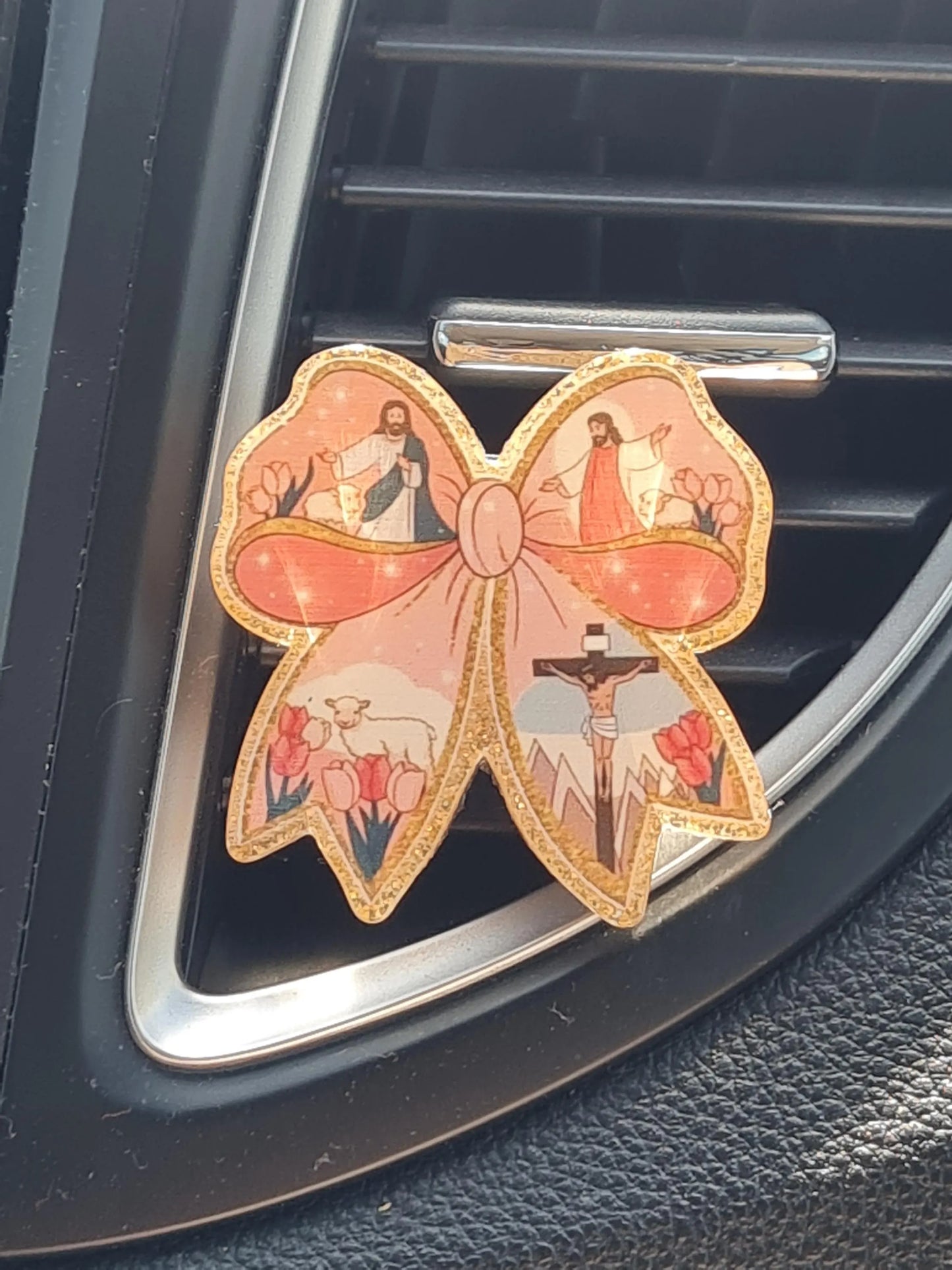 "He Is Risen" Resurrection Car Air Freshener - Essential Oil Diffuser with Cross Design - Meaningful Easter & Faith Gift with Refillable Frankincense Scents