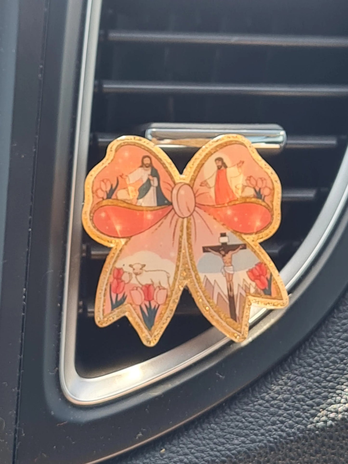 "He Is Risen" Resurrection Car Air Freshener - Essential Oil Diffuser with Cross Design - Meaningful Easter & Faith Gift with Refillable Frankincense Scents