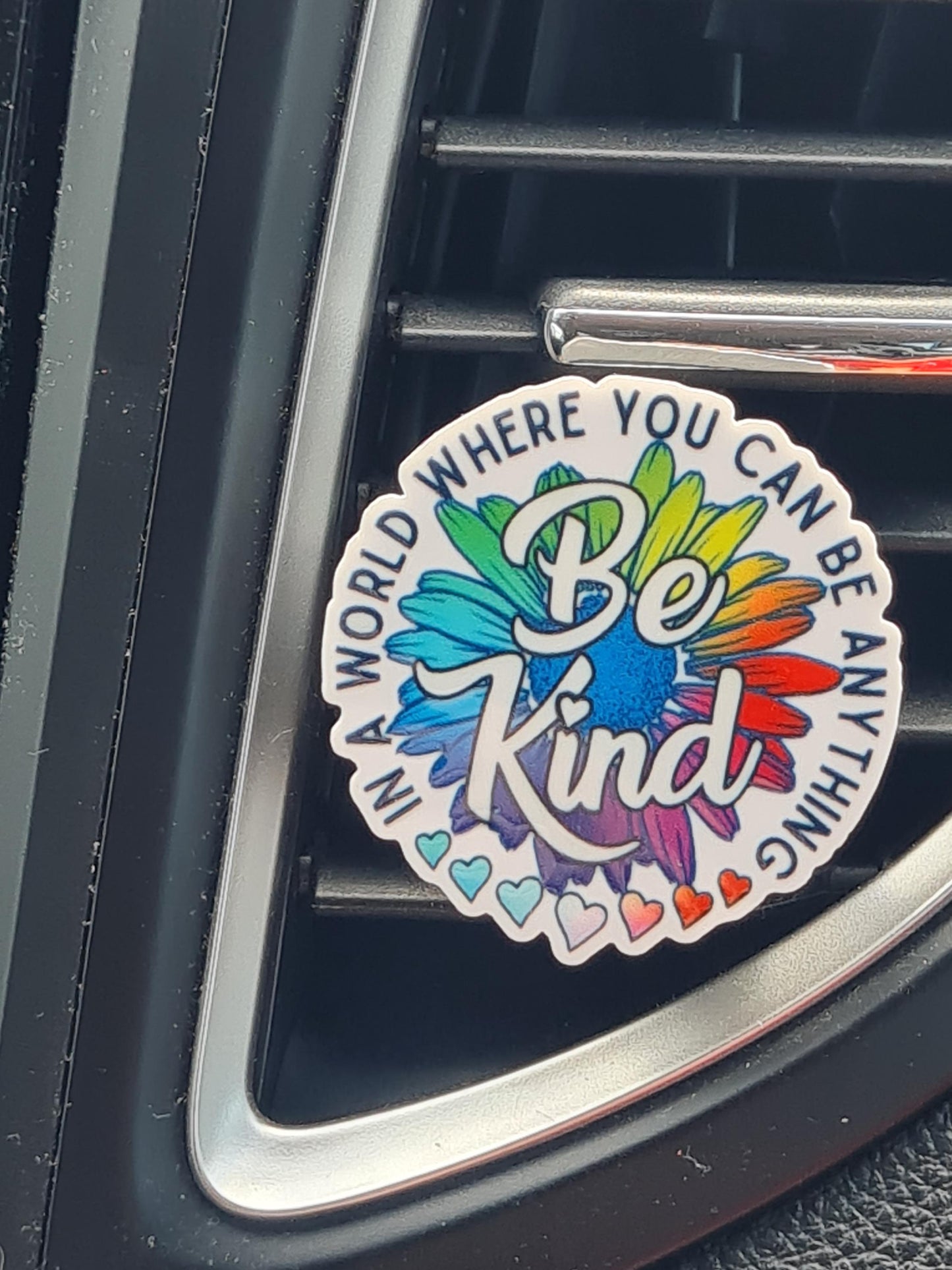 "Be Kind" Inspirational Car Air Freshener - Essential Oil Diffuser with "In a World Where You Can Be Anything" Quote - Meaningful Gift for Teachers & Friends
