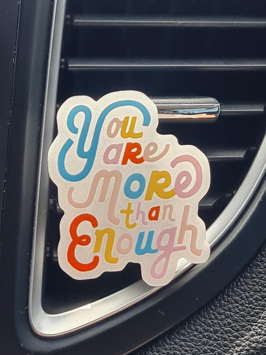 "You Are Enough" Daily Affirmation Car Air Freshener - Essential Oil Diffuser for Mindfulness - Positive Self-Love Charm with Refillable Calming Scents