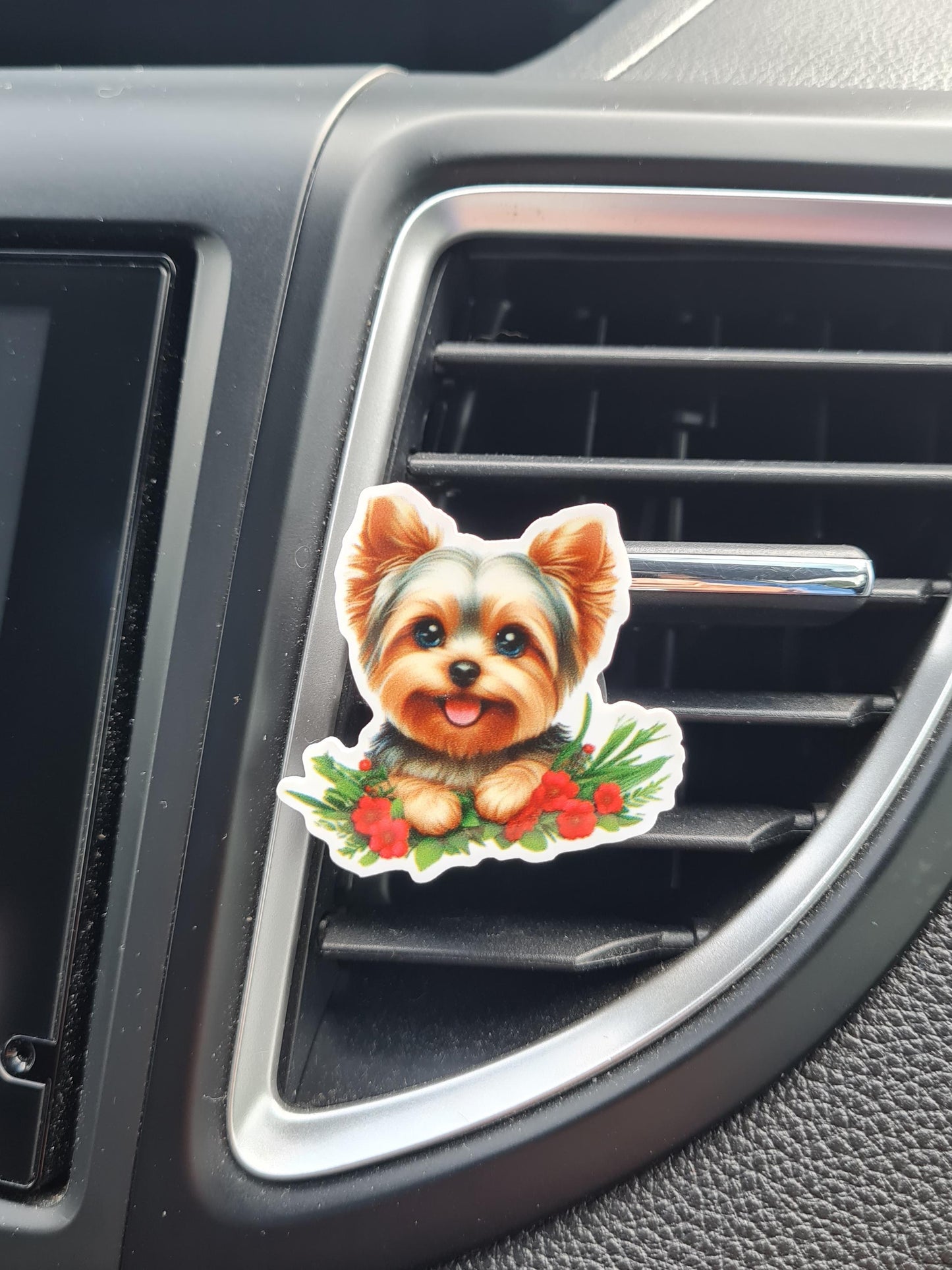 "Yorkie Life" Dog Car Air Freshener - Essential Oil Diffuser for Yorkshire Terrier Lovers - Cute Puppy Charm Vent Clip with Refillable Natural Scents