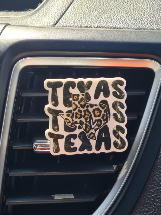 "Lone Star State" Texas Car Air Freshener - Essential Oil Diffuser for Texas Pride - Refillable Texas Flag & Bluebonnet Accessory for Western Style Decor